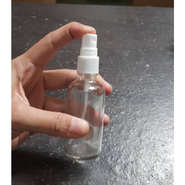 botol spray 50ml kaca / botol kaca 50ml bening spray putih