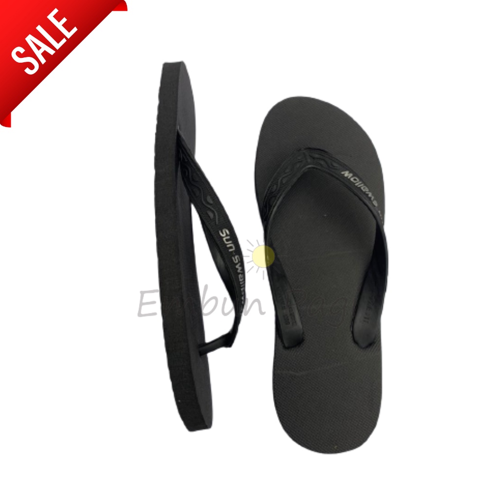 Sandal Jepit Pria Wanita Full Hitam Black Polos Sun Swallow Ukuran 9-11