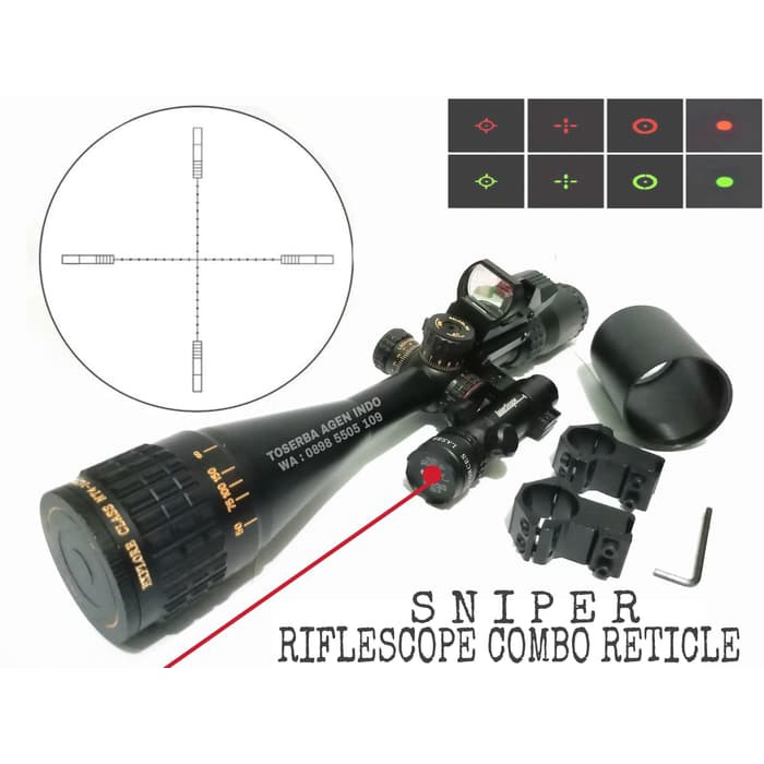 Telescope Riflescope Sniper NT 4-16x50 AOGL With Holosight Red Green Dot + Red Laser Scope