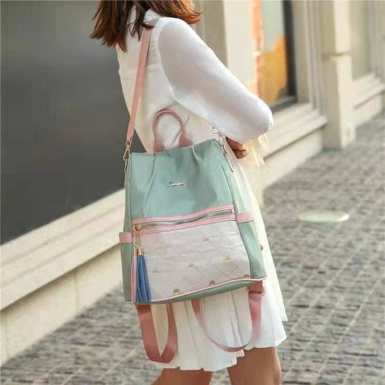 TAS RANSEL WANITA ANTI AIR BACKPACK HIJAU KOREA IMPORT MURAH FASHION SELEMPANG PARRY TA160G3 BRANDED