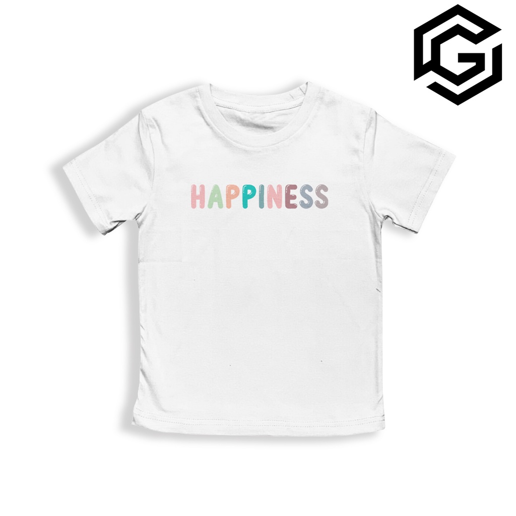 Kaos Distro Anak Laki-Laki Dan perempuan 1-10 Tahun Unisex Motif Happiness