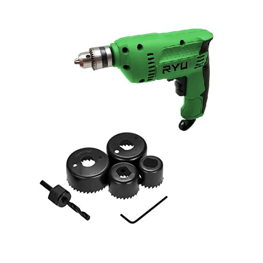 PAKET HEMAT RYU Mesin Bor Listrik 2 Arah Bolak Balik RDR 10-3 + Holesaw Hole Hidroponik Set 6 pcs