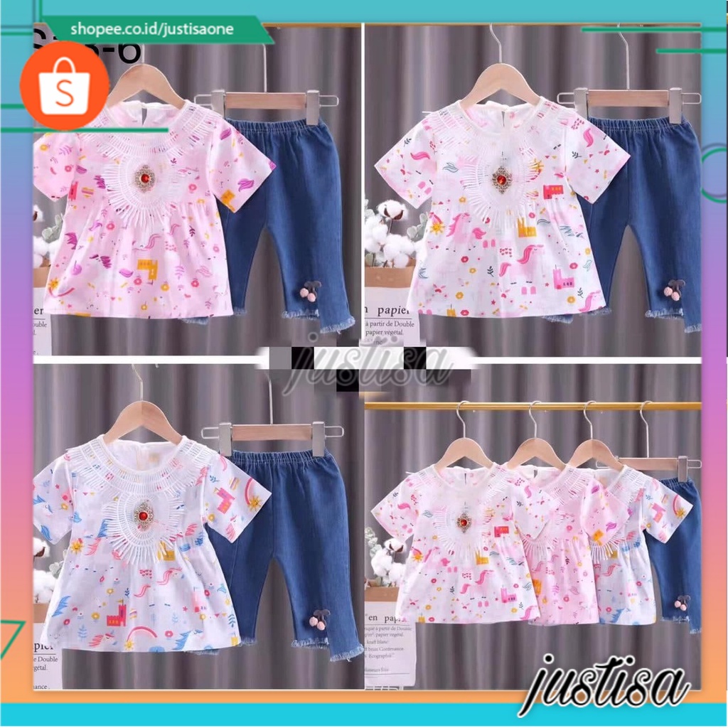 Promo !! Setelan anak perempuan import / pakaian anak / Setelan fancy bloomy ranmix ukuran 1-3 tahun