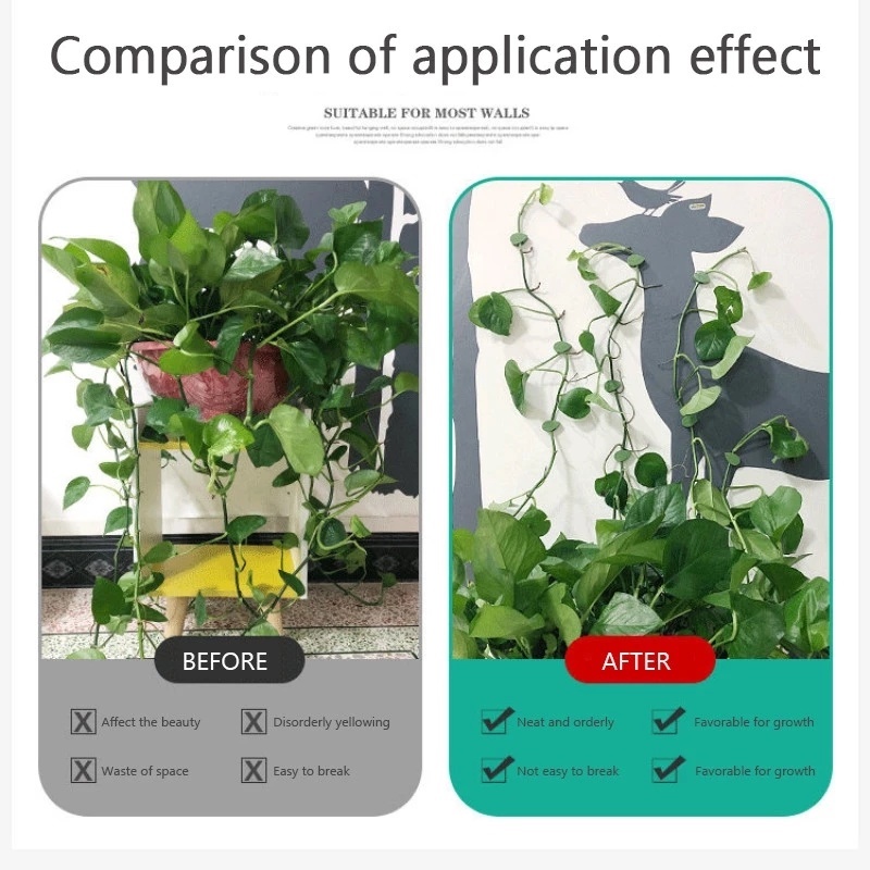 10pcs / Pak Kabel Holder Tanaman Rambat Hijau Invisible Hemat Ruang Ramah Lingkungan Dengan Perekat