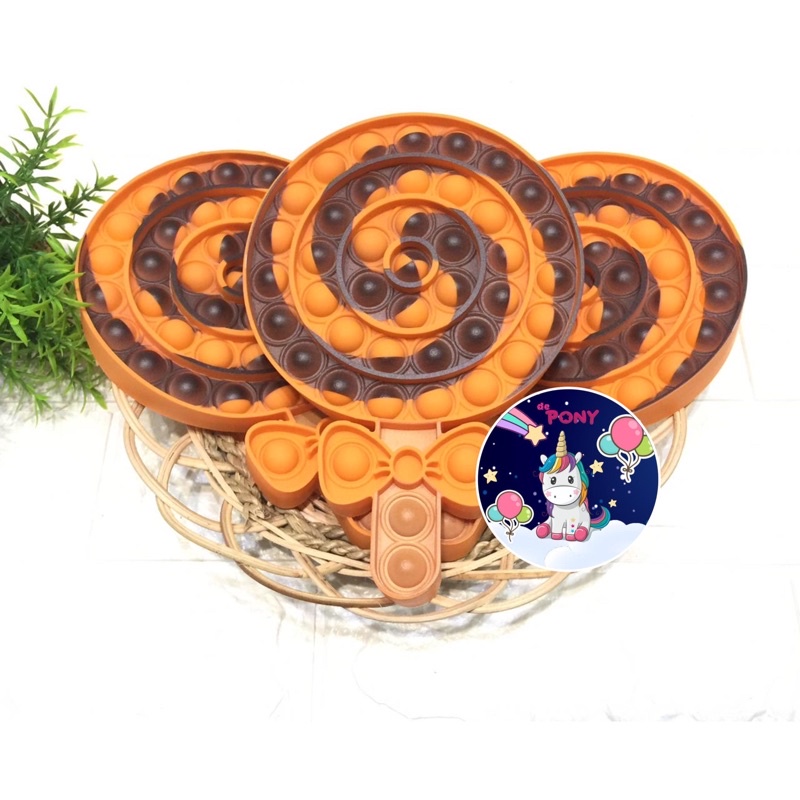 POP IT GLITER/POP IT GID/pop it viral/fidget/tiktok/mainan kekinian-LollypopOrangeBlack