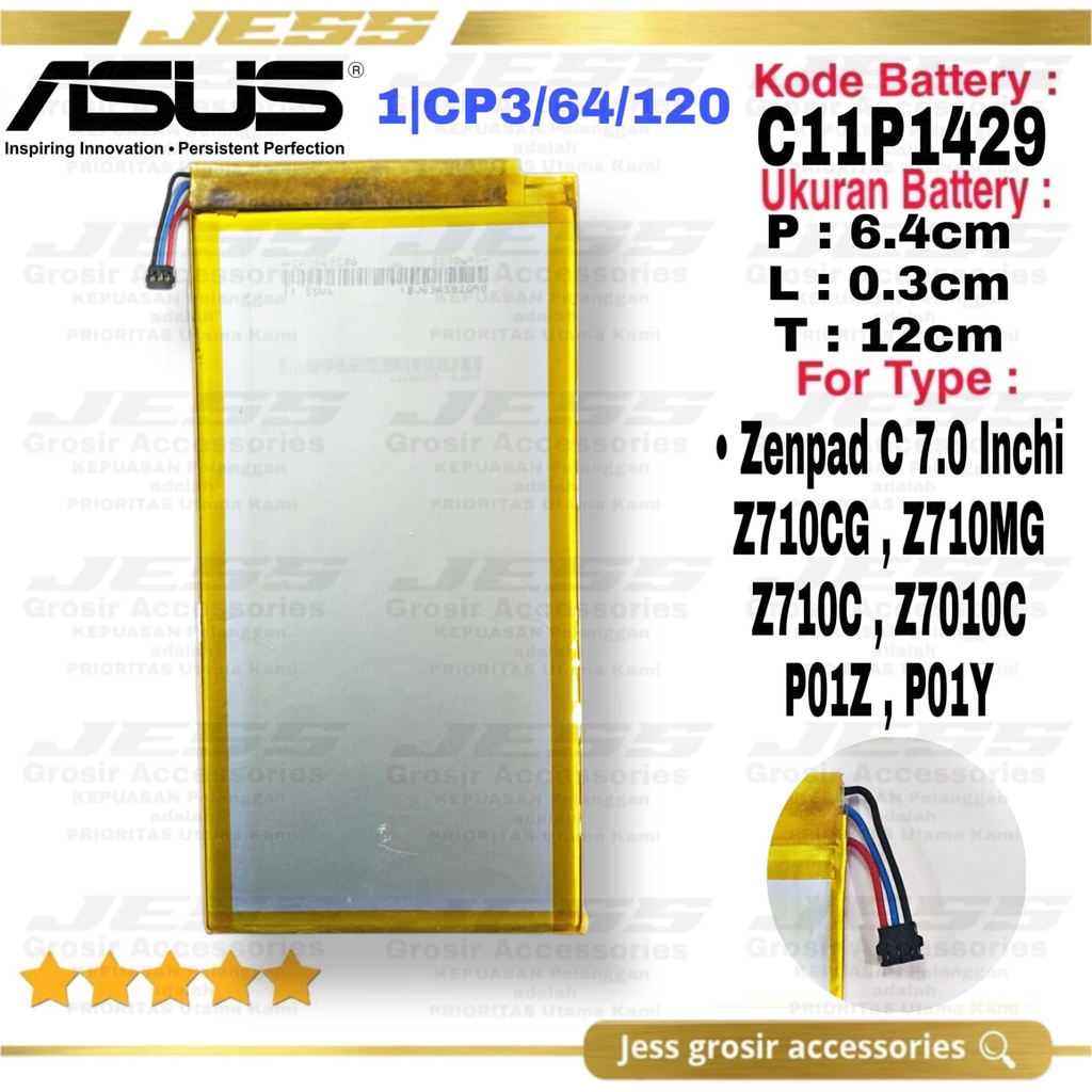 Baterai ASUS Zenpad C 7.0 Inchi - Z710CG - Z710MG - Z710C - P01Z -Z7010C Battery C11P1429 Original