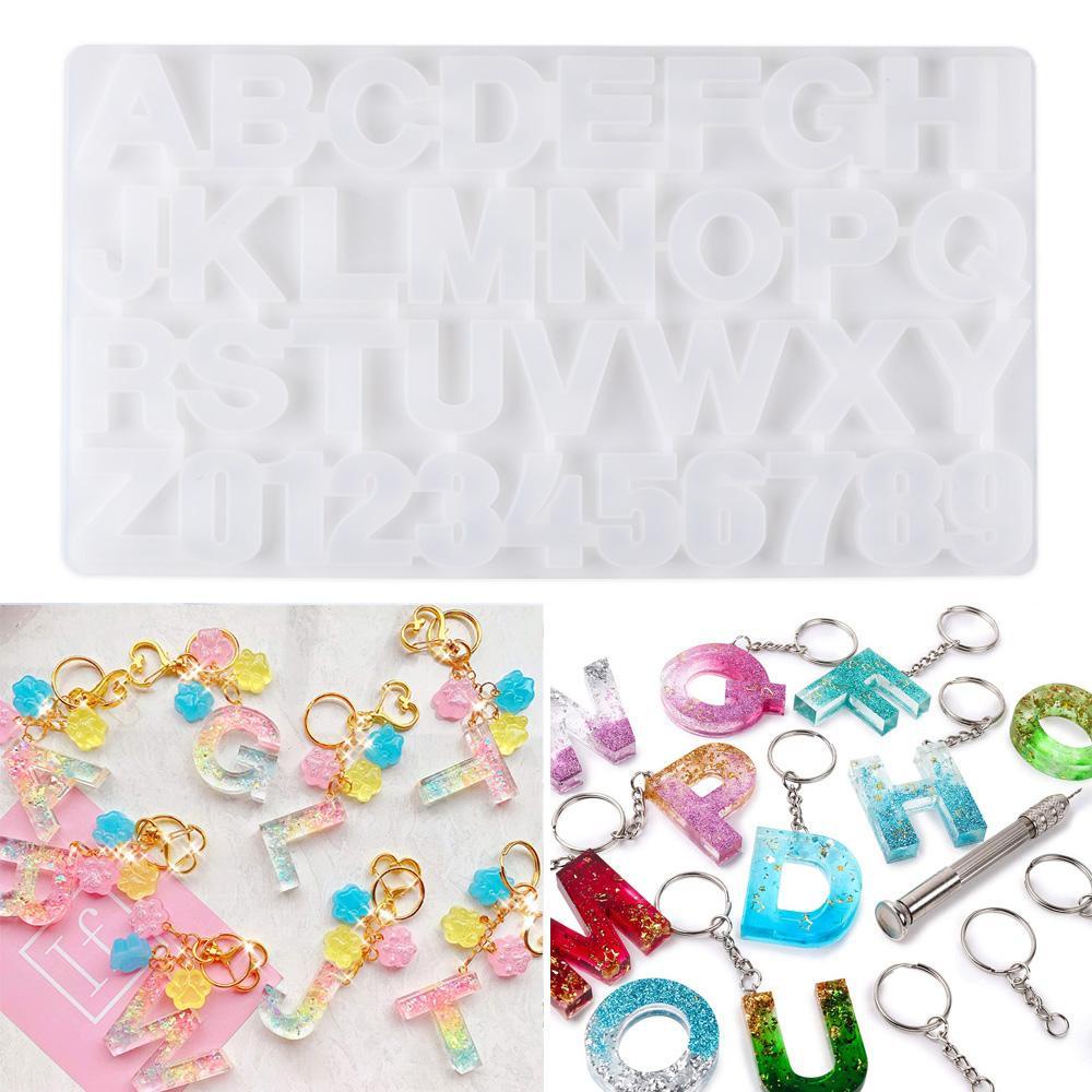 Solighter 186pcs/set Huruf Alfabet Cetakan Kit Nomor Rumah Silica Gel Handmade Resin Mold