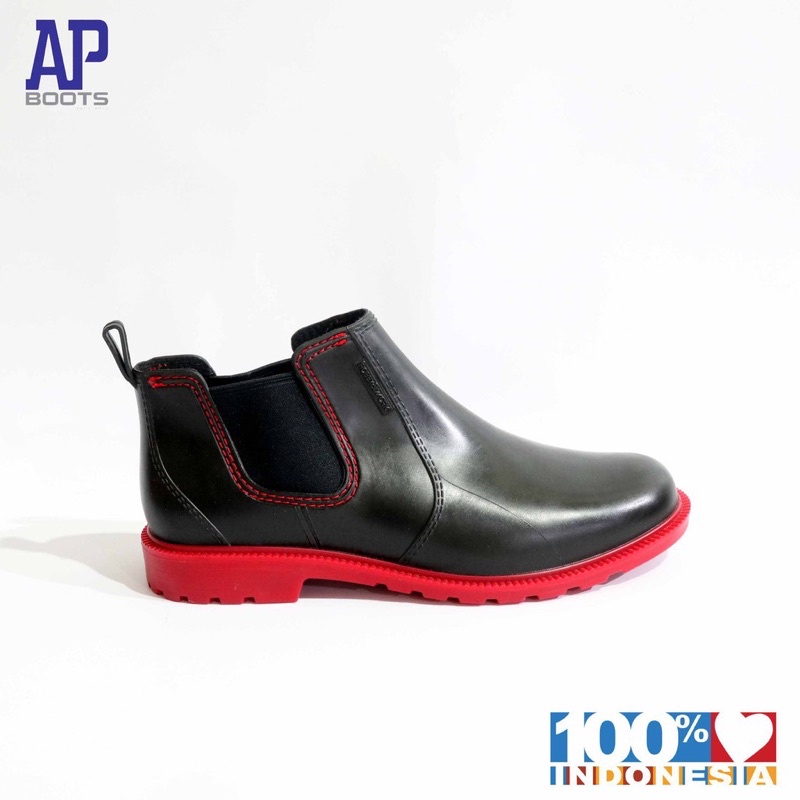 Sepatu Boot Ap Hobby &amp; Work Black/Red Karet