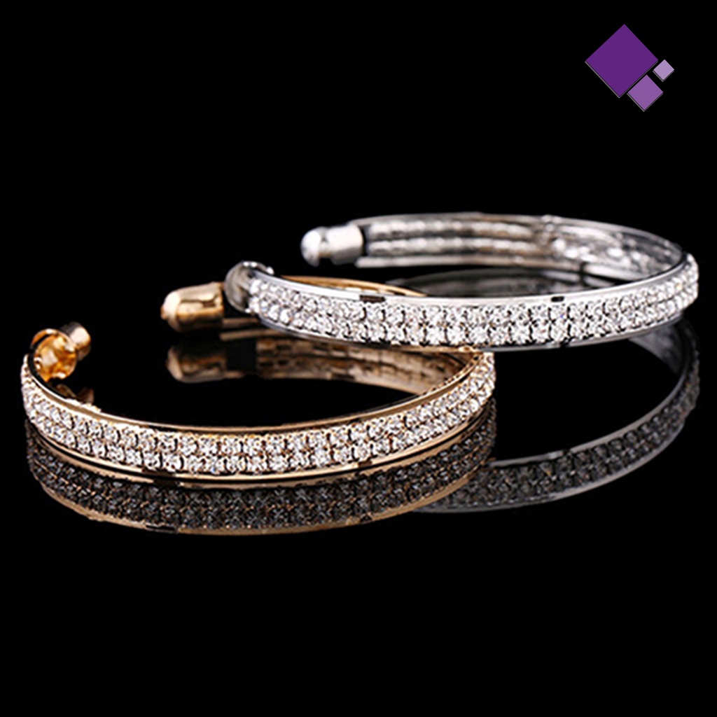 Gelang Sterling Silver Model Terbuka Aksen Berlian Imitasi Untuk Wanita