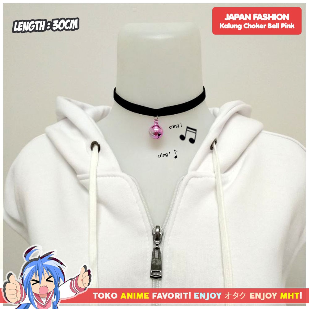 Kalung Choker Bell Pink Casual Kawaii Cute