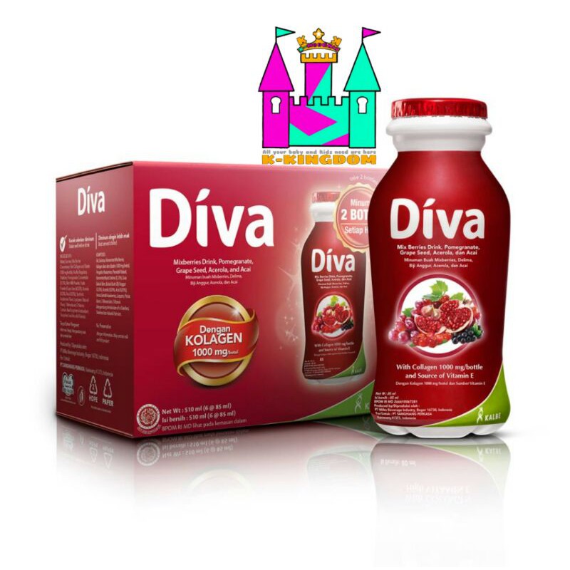 diva beauty drink mix berries isi 6 botol diva drink kalbe minuman kolagen original diva