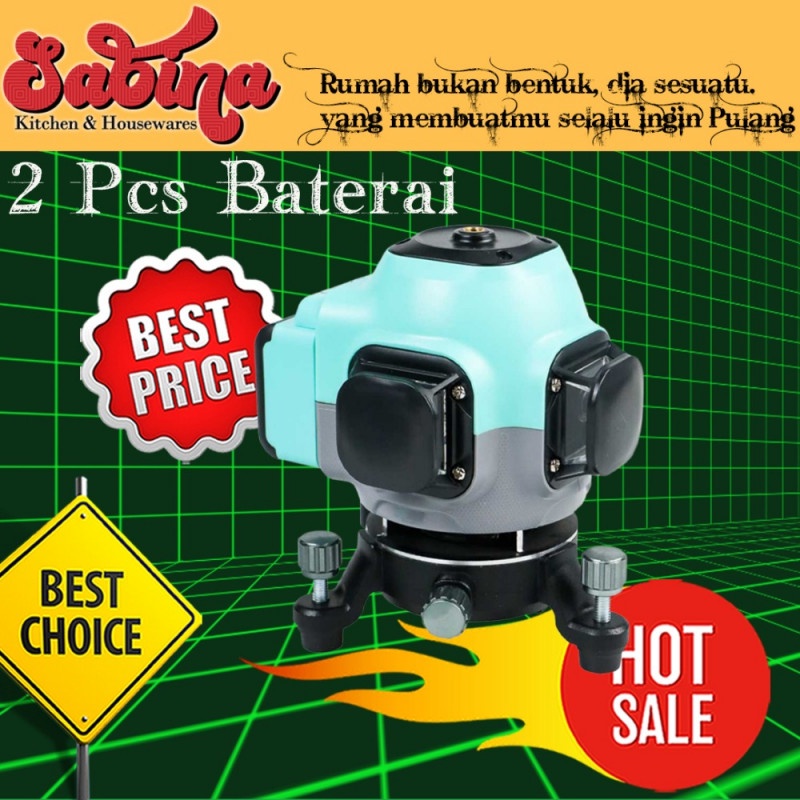 Laser Level 12 Line Hijau Self Leveling Projector Green Anti Air Debu