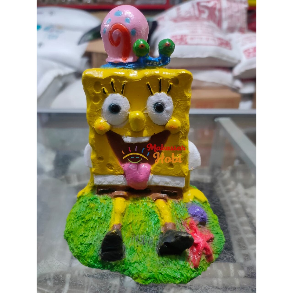 Patung Spongebob Aksesoris Hiasan Dekorasi Aquarium Akuarium Aquascape