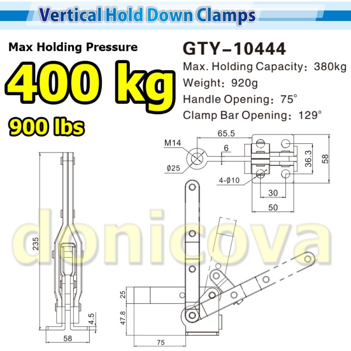 Toggle Clamp Vertical GH GTY 10444 HEAVY DUTY 400kg Quick Release