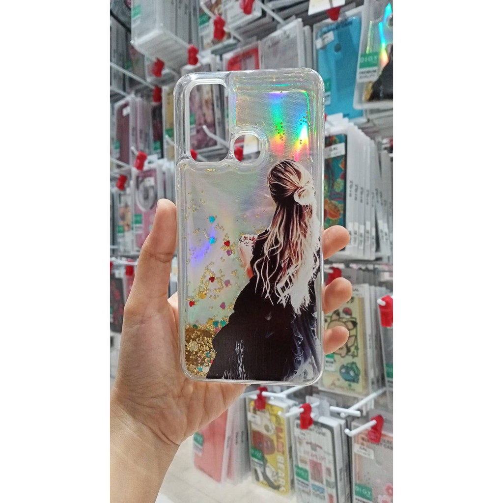 Case VIVO  Y30 Y50 Y30i Glitter Dynamic Liquid Quicksand Case Motif cewe kaktus heart bts