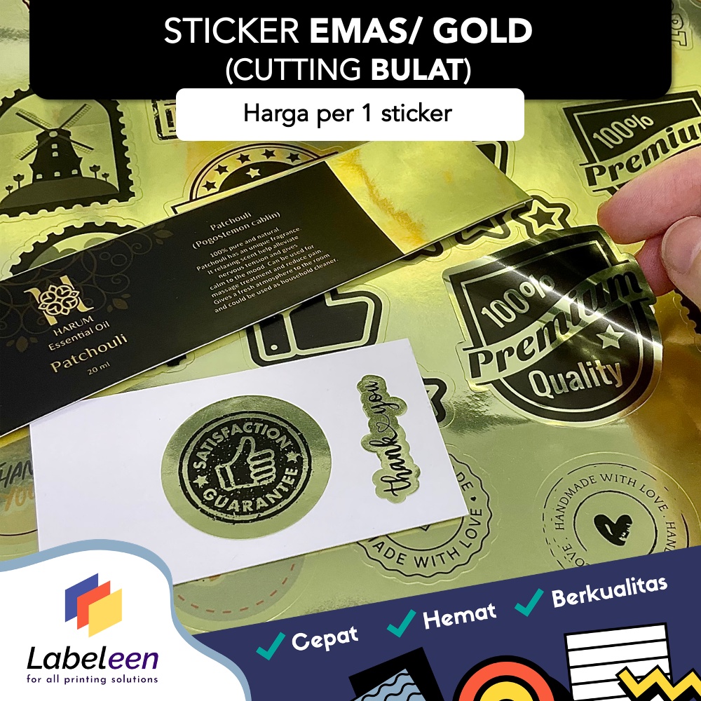 

CETAK STICKER GOLD/ EMAS BULAT CUSTOM | STIKER SEGEL MAKANAN, TOPLES | LABEL THANKYOU MURAH