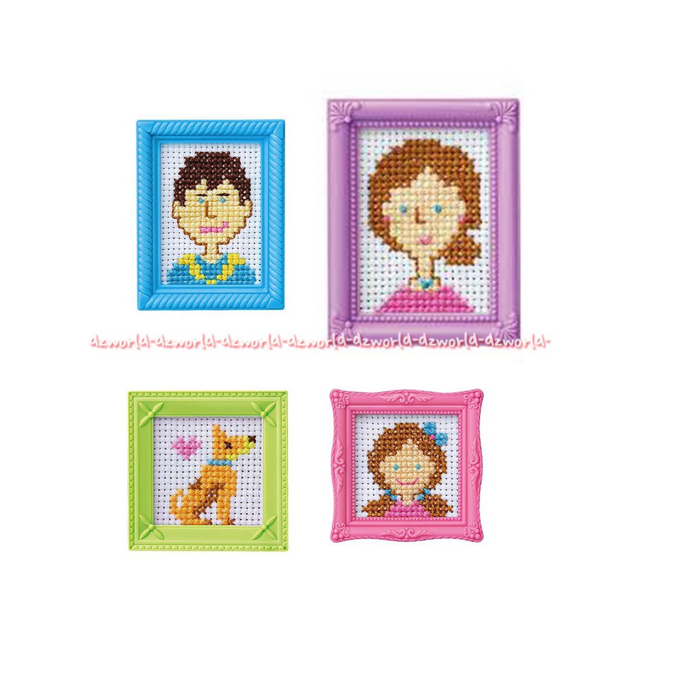 4M Cross Stitch Mini Potraits DIY Jahit Sulam Foto Wajah Dengan Bingkai Frame