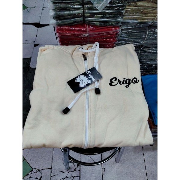 jaket jemper logo erigo resleting  pria,wanita size L,XL,XXL