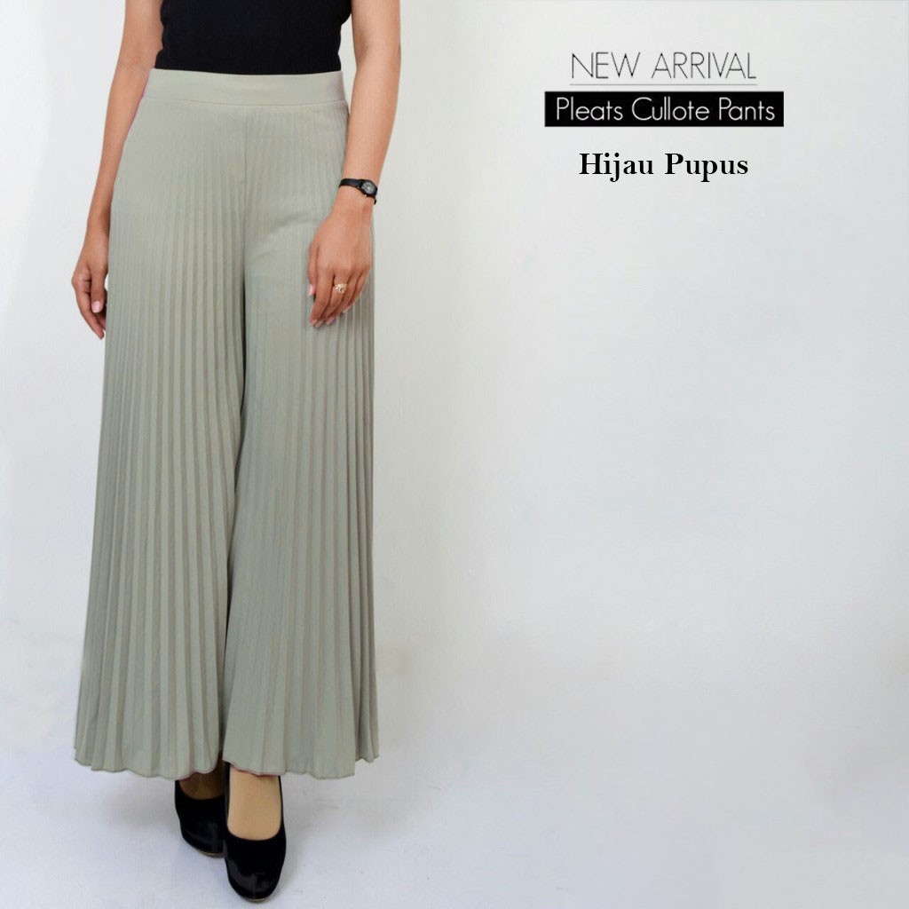 Celana kulot panjang plisket wanita / pleated skirt-4
