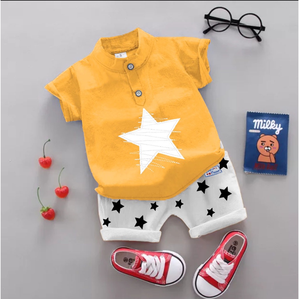 PROMO-SETELAN BAJU ANAK LAKI LAKI PEREMPUAN 1-5 TAHUN SETELAN ANAK LAKI LAKI PEREMPUAN BAJU ANAK LAKI LAKI PEREMPUAN PAKAIAN ANAK LAKI LAKI PEREMPUAN SETELAN KAOS CELANA PENDEK ANAK TERBARU SETELAN BINTANG KIDS BAJU ANAK KEKINIAN BAJU ANAK VIRAL