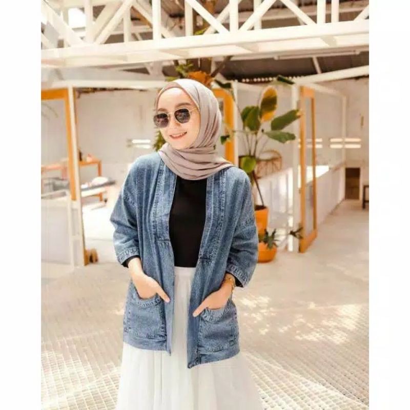 (Ready STOK) Kaisa Blazer Jeans Outer Mutia | Jaket Jeans Wanita