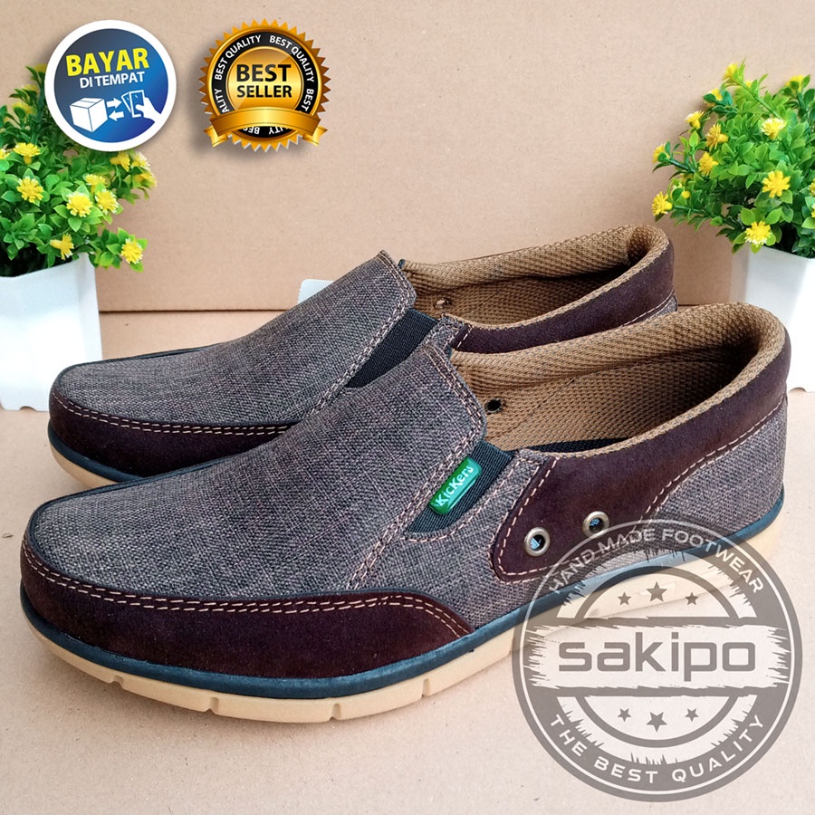 PROMO KEMERDEKAAN !! SEPATU PRIA DEWASA KASUAL SLIP ON WARNA COKLAT MURAH BERKUWALITAS SOL KARET TRENDI NYAMAN DIPAKAI / SEPATU SANTAI PRIA DEWASA / SEPATU KERJA LAPANGAN / SEPATU KERJA KANTORAN SOL KARET KESET DI LANTAI / SAKIPO