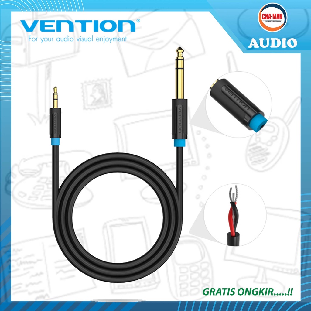 Vention Kabel Aux Audio 3.5mm to 6.5mm TRS Stereo Adapter 2M 3M 5M