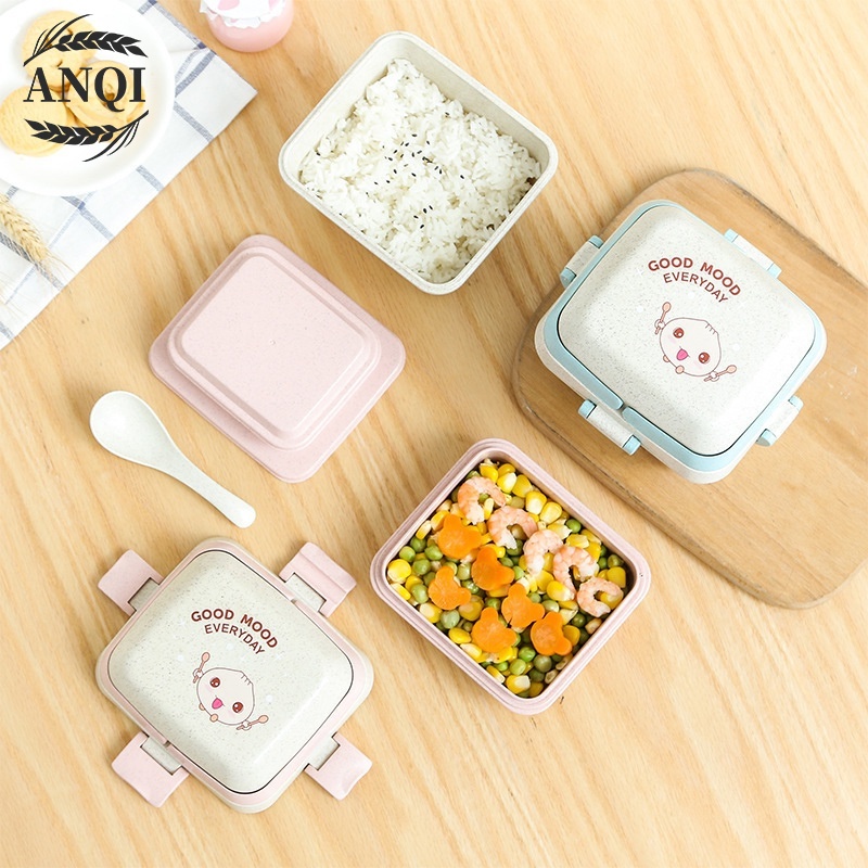 ANQI 1888 Lunch Box Kotak Bento Kotak Tempat ​Makan Lunch Box Set Bekal Free Sendok-Bpa free VS-208