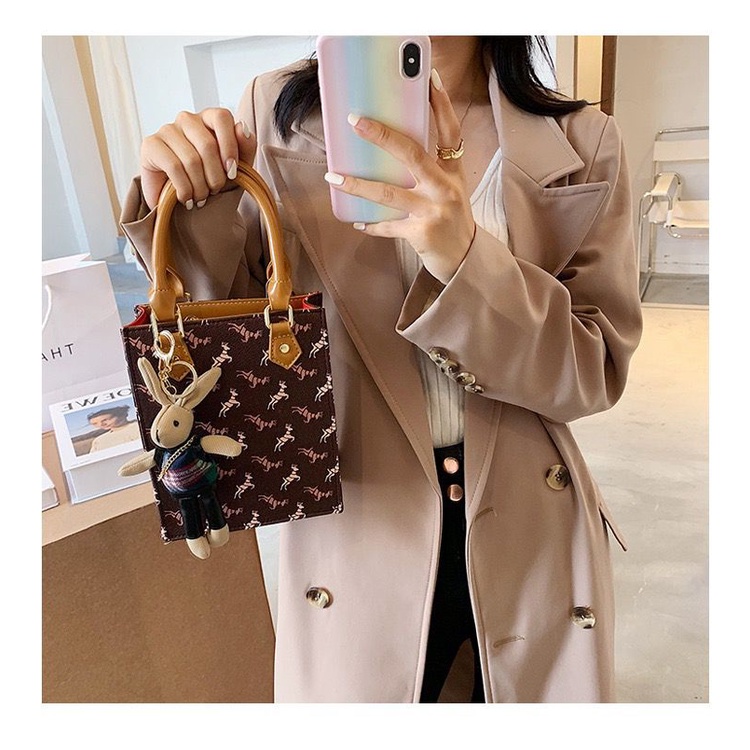 BJ15787 - BEIGE/BROWN - TAS SLINGBAG DOMPET HP FREE GANTUNGAN KELINCI BUNNY LUCU TAS ANAK IMPORT TERMURAH TERLARIS TERBARU BAGSTORE JAKARTA FASHION WANITA ELJ5787 JT3710