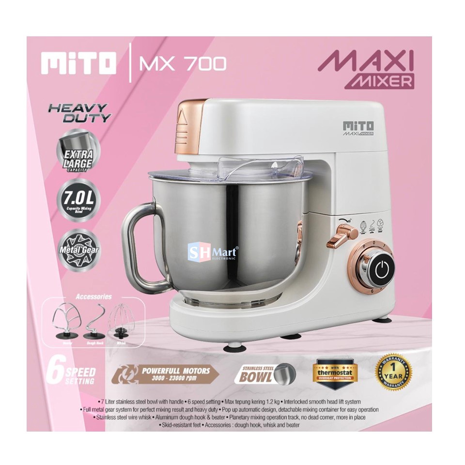 NEW Mito Mixer MX 700 / MX700 / MX-700 Original Garansi Resmi Kapasitas 7 Liter (MEDAN)