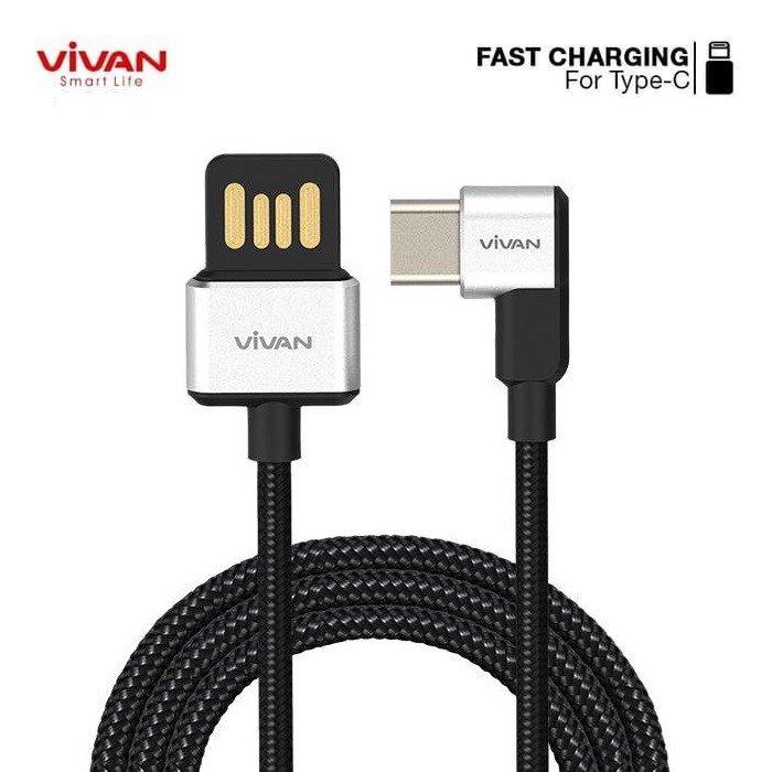 Kabel Data Vivan BWC100 USB-C 3A Android 1M Original Type C Cable Data - Garansi Resmi 1 Tahun