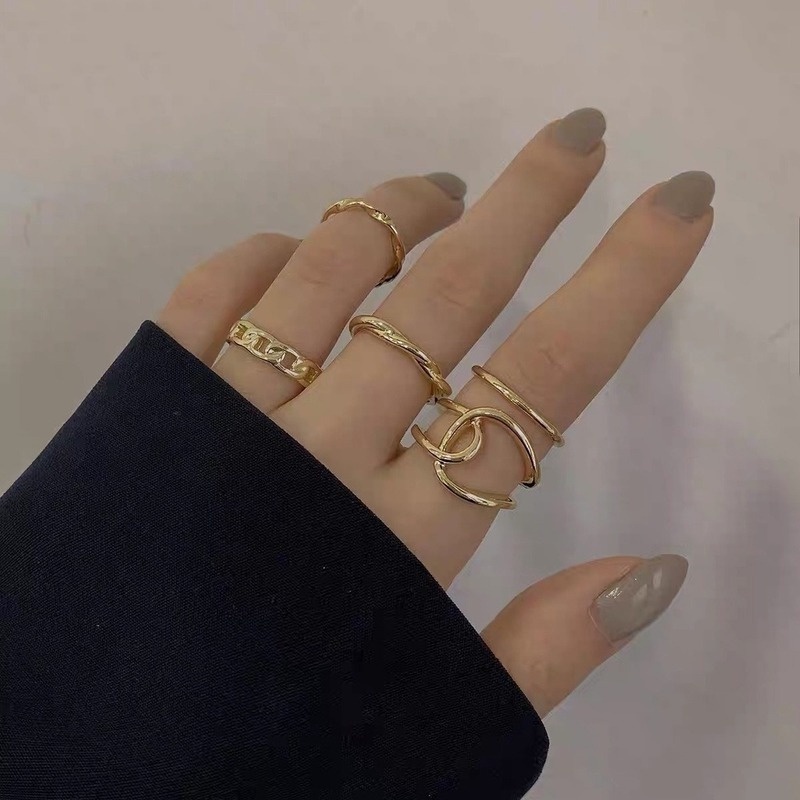 Set Cincin Jari Telunjuk Adjustable Gaya Korea Untuk Wanita