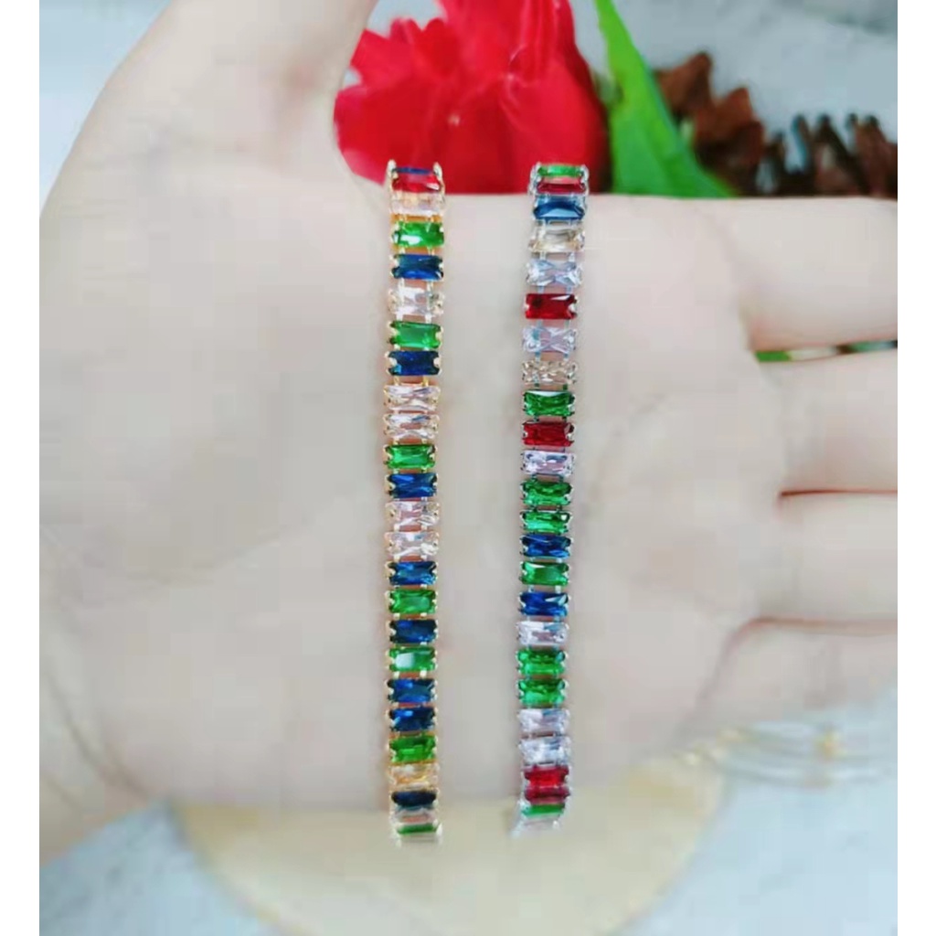 Gelang Xuping Serut Permata Full Warna Warni Lapis Emas Perhiasan 1259