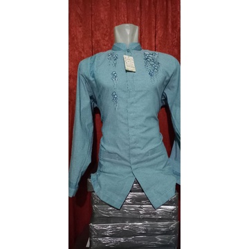 BAJU KOKO AL MIA MT PREMIUM POLOS-Biru Muda manset