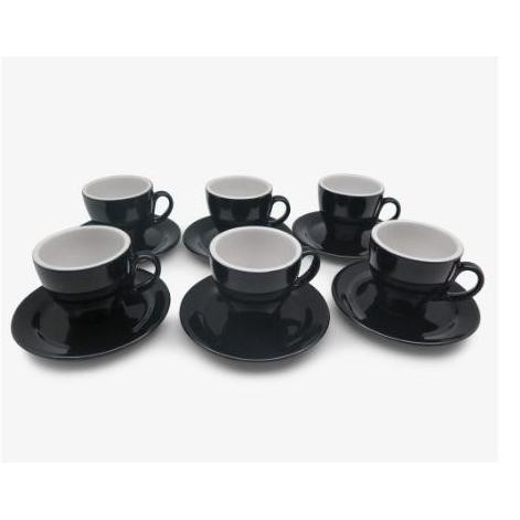 Cangkir Set Cappuccino / Latte Cup / Coffee (6 set) - Black