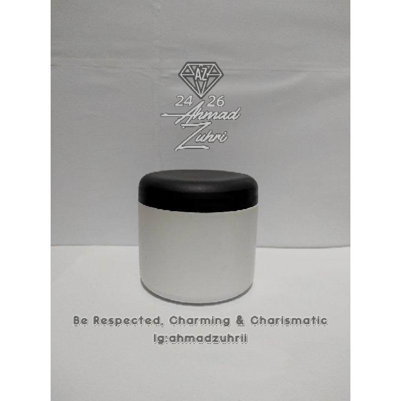 Toples Plastik 500 ml Putih Tutup Hitam - Toples 500ml - Pot Scrub 500ml - Tempat Bumbu Dapur 500ml