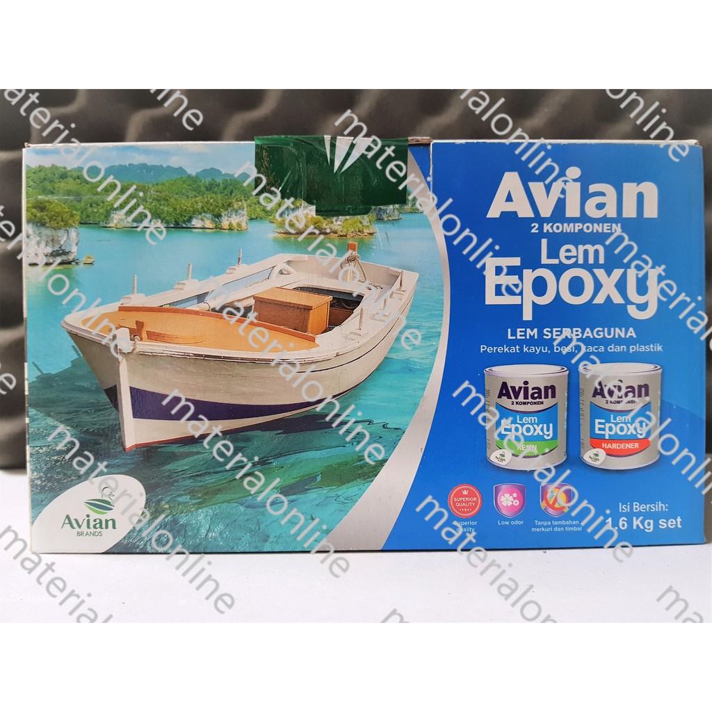 Lem Epoxy Resin AVIAN 2 Komponen 2Komponen Kapal Logam Besar 1.6 Kg