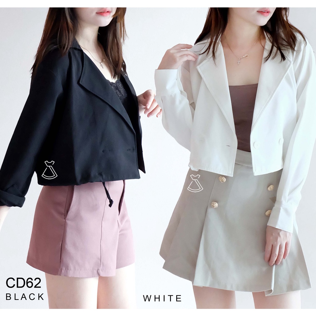 CD62 - Outer Blazer Wanita Basic Cropped Cotton Stylish Casual Look