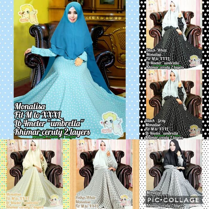 Gamis Syari Polkadot Syari Gamis Maxi dress Jumbo Fit L to XXXL + Khimar ceruty Murah