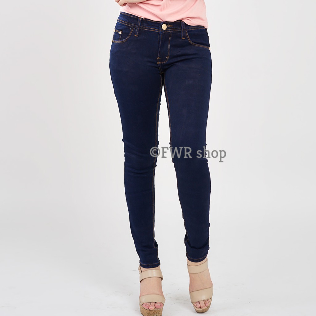 FWR celana  jeans wanita  basic biru  Dongker  Navy 