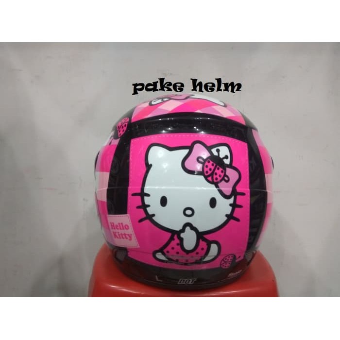 HELM GM EVOLUTION MOTIF HELLO KITTY #11 BLACK PINK HALF FACE