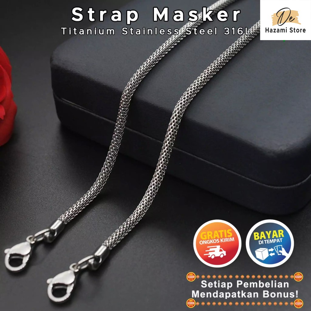 BISA COD Kalung Strap Masker Pria Titanium Rantai Putih Anti Karat Korea Selamanya Dewasa Remaja
