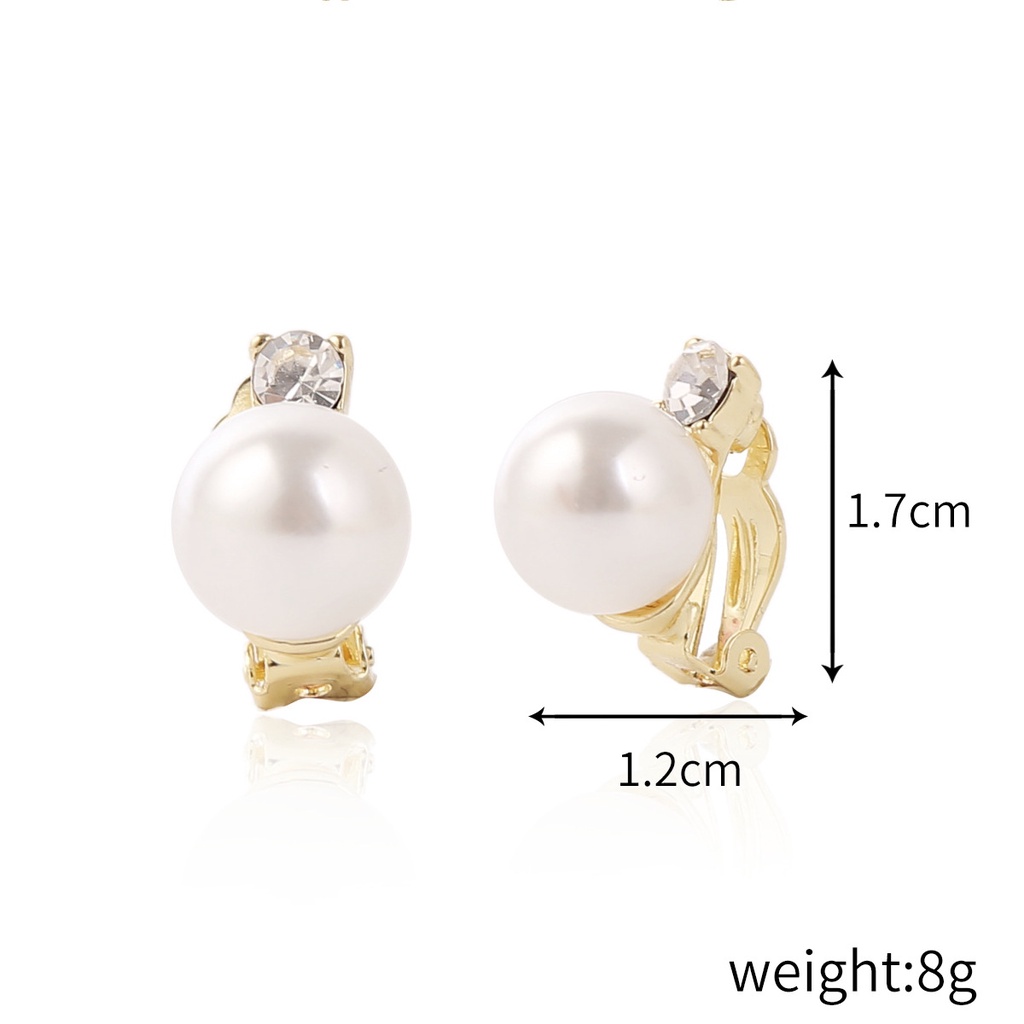 Anting Klip Bahan Alloy Dengan Mutiara Imitasi Untuk Wanita