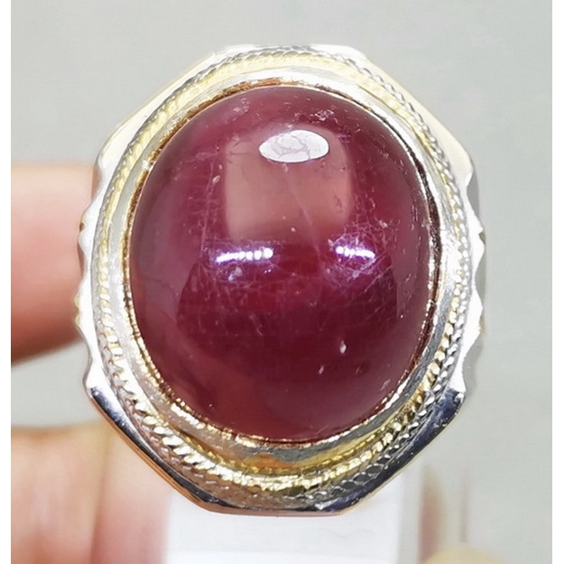 Cincin Batu Akik Natural Ruby Merah Delima