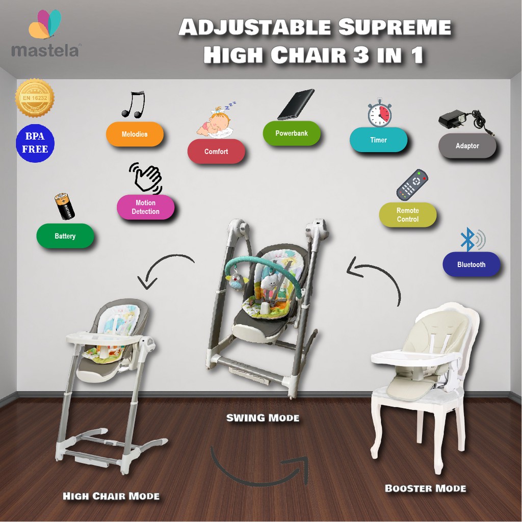 MASTELA Booster Seat - Swing - Adjustable Supreme High Chair - 7992