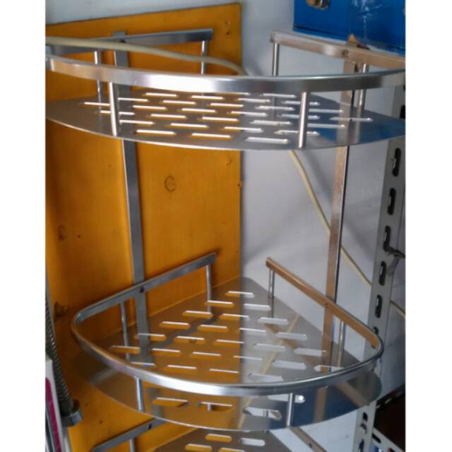 tempat / rak sabun sudut 2 susun aluminium