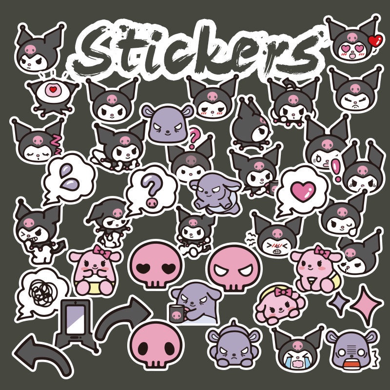 40 lembar Clow m stiker emoji lucu kartun kuromi Cangkir air Notebook anak alat tulis Jurnal stiker