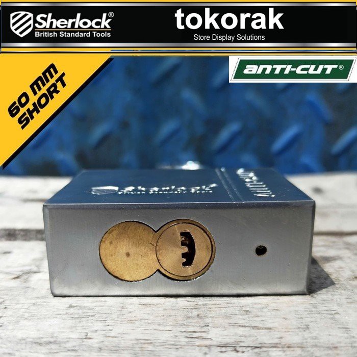 GEMBOK RUMAH ANTI CUT 60MM PENDEK SHERLOCK - GEMBOK PAGAR - COMP KEY