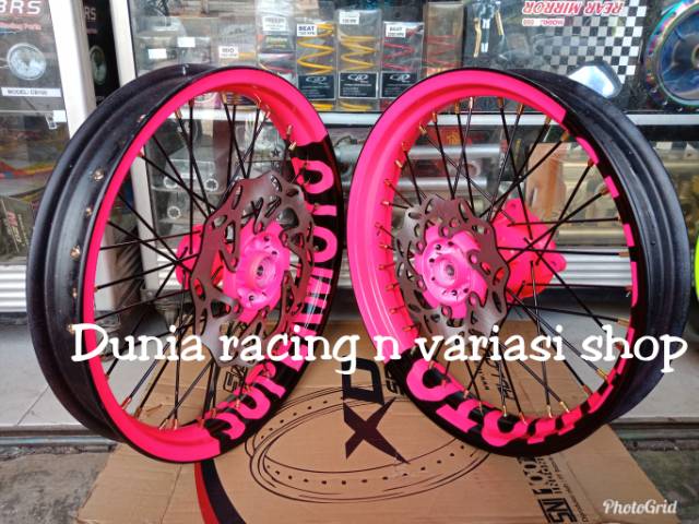 Velg Supermoto KLX 150 - DTracker 150 ring 17 lebar Custome Tulisan Supermoto paketan sama rakit