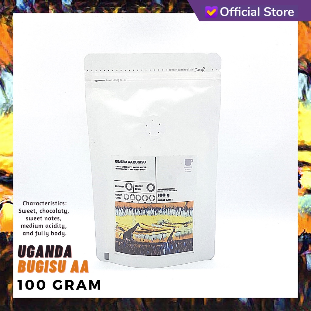 

SUTOYO COFFEE – Kopi Arabika Uganda Bugisu 100 Gram | Imported Beans| Kopi Import | Medium Roast | Single Origin | Sutoyo Coffee